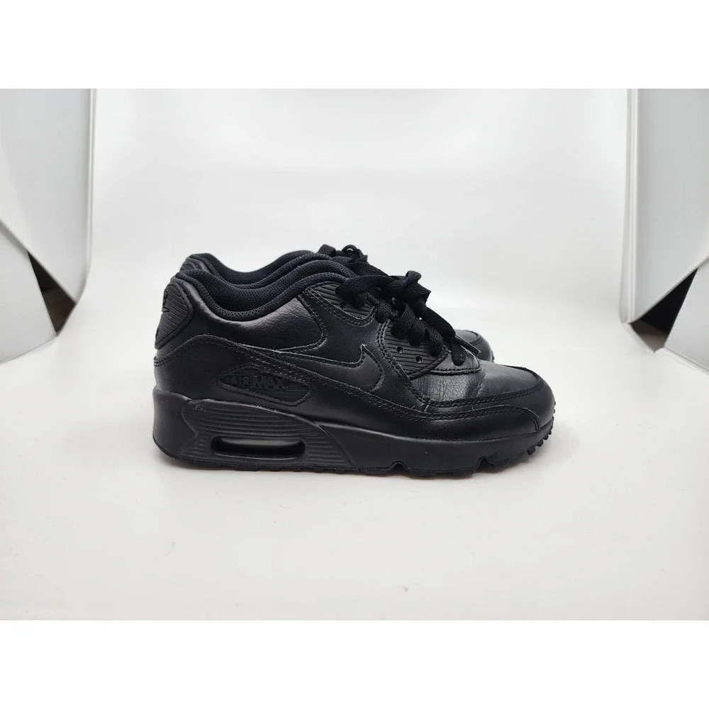 Nike Air Max 90 LTR Triple Black Leather Kids Sneakers CD6864-001